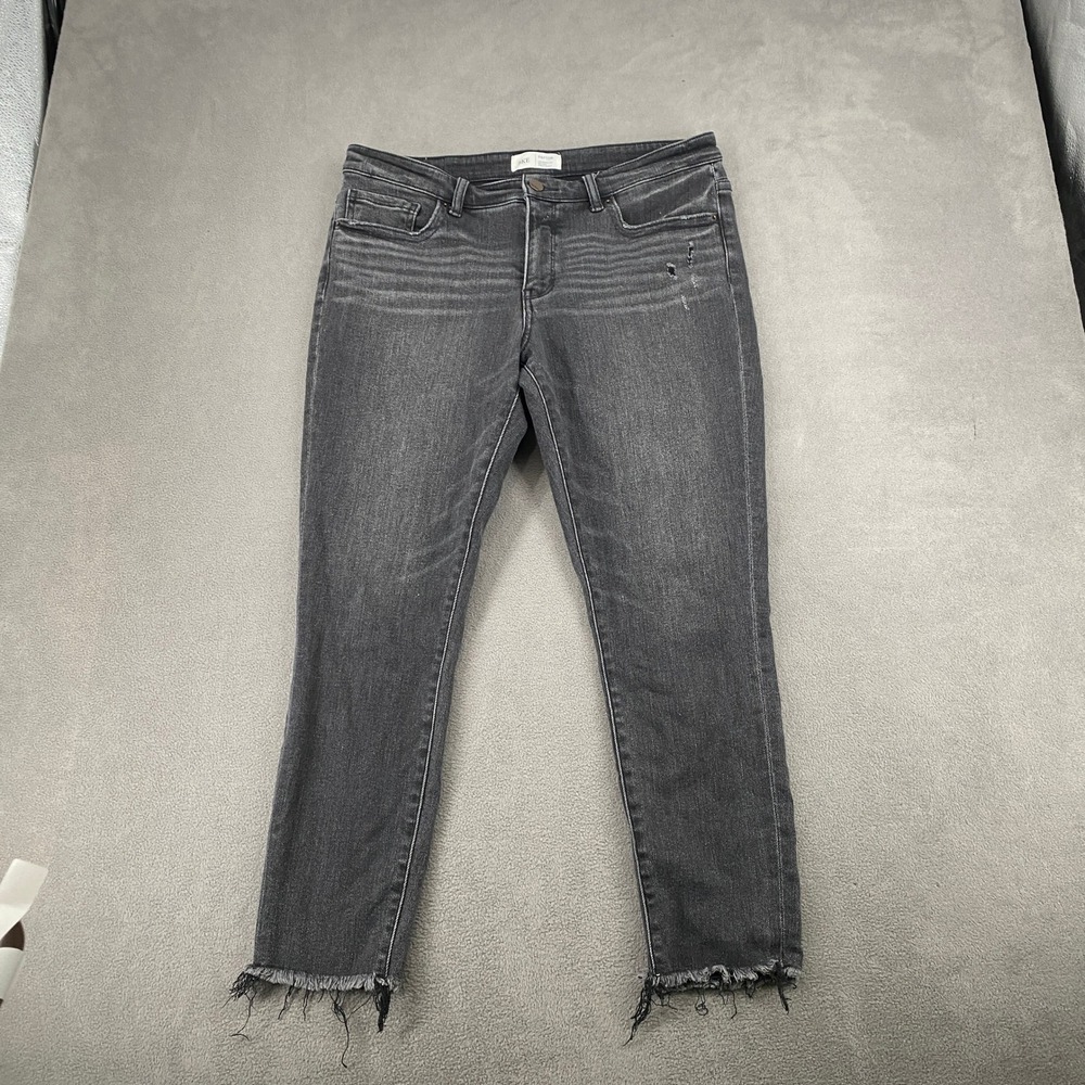 BKE Payton Mid-Rise Ankle Skinny Jeans Grey Raw Hem 31x27 Distressed Stretch